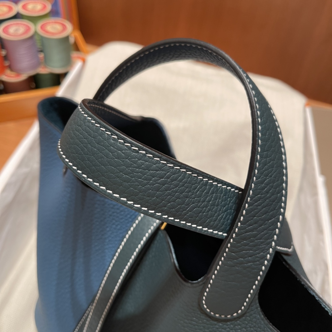 에르메스 피코탄 락18 블랙그린 금장 끌레망스 가죽